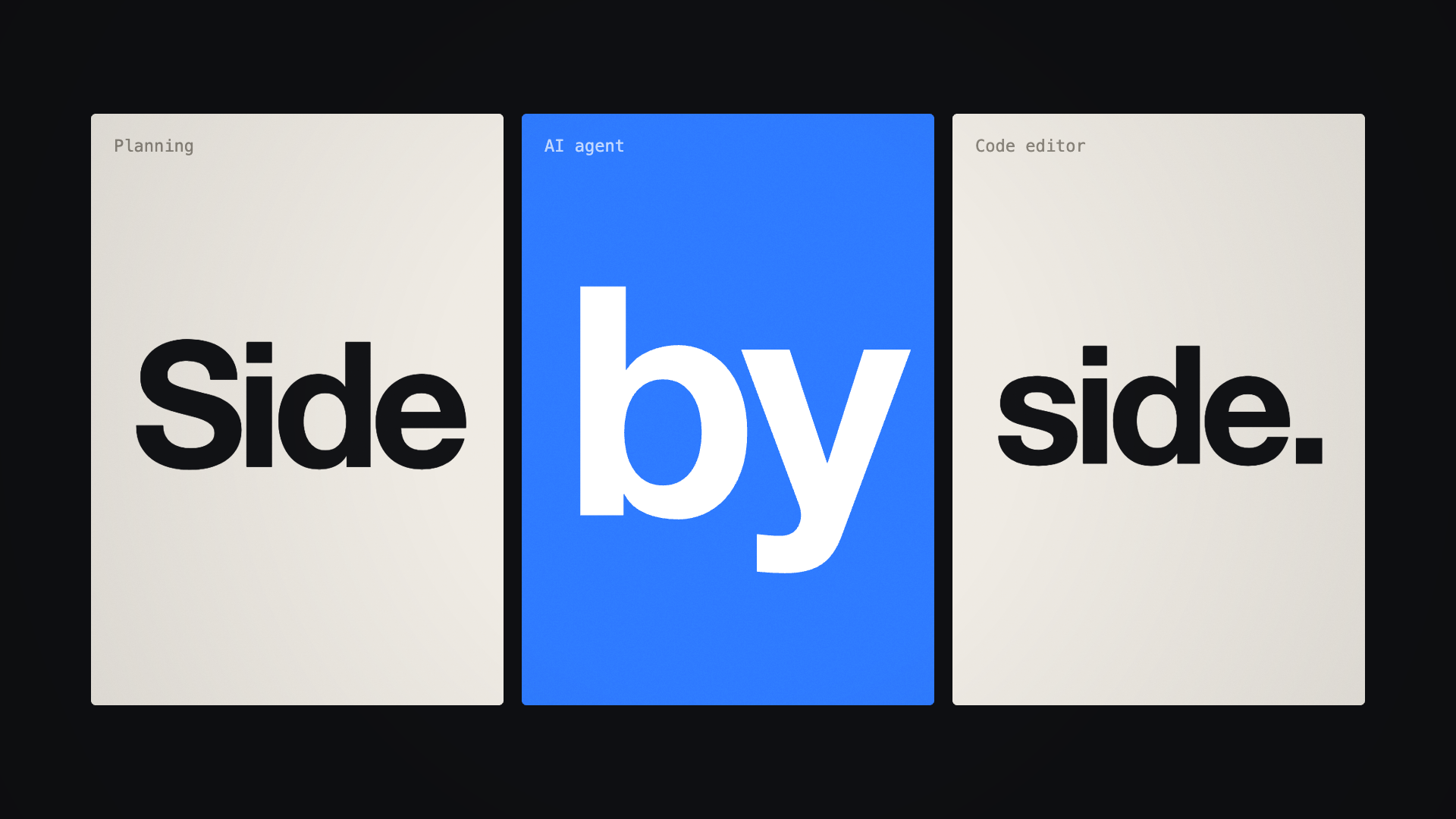 Sideby promotional film: save the current desktop setup, switch three displays together, and return with a shortcut.